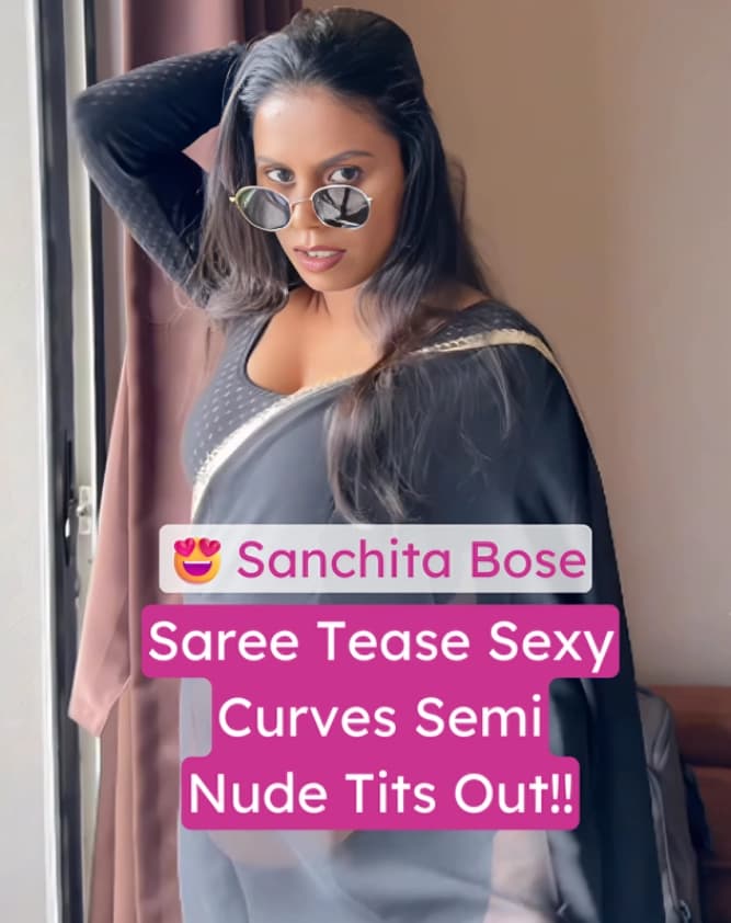 Image of Fashion Model Sanchita Bose In Saree Teases Sexy Curves Semi Nude With Juicy Tits Out