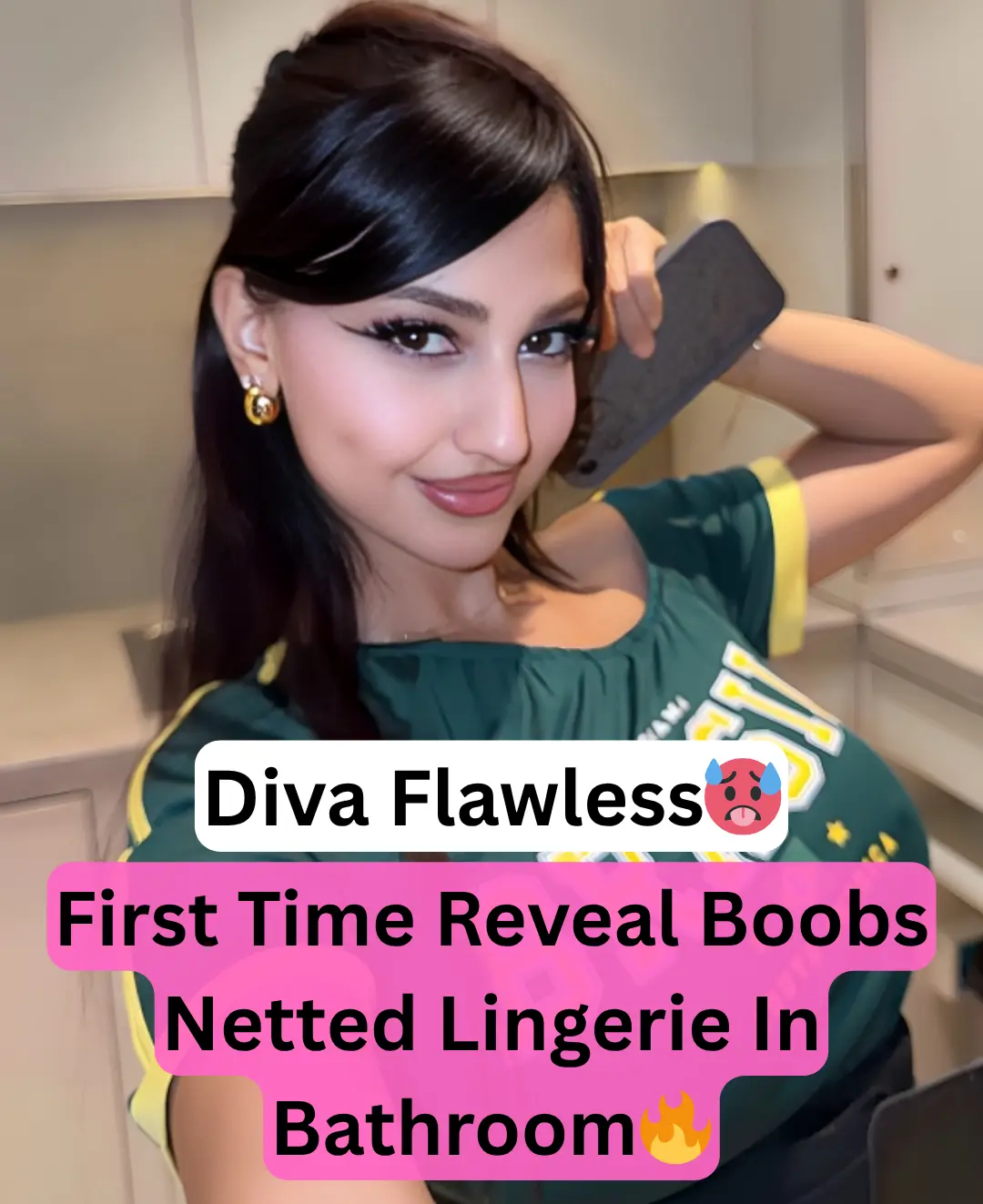 Superhot Influencer Diva Flawless First Time Reveals Huge Boobs in See-Through Lingerie In Bathroom