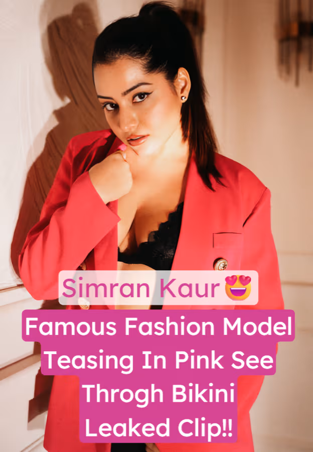 Famous Fashion Model Simran Kaur Pink Bikini Tease Horny Moves Video