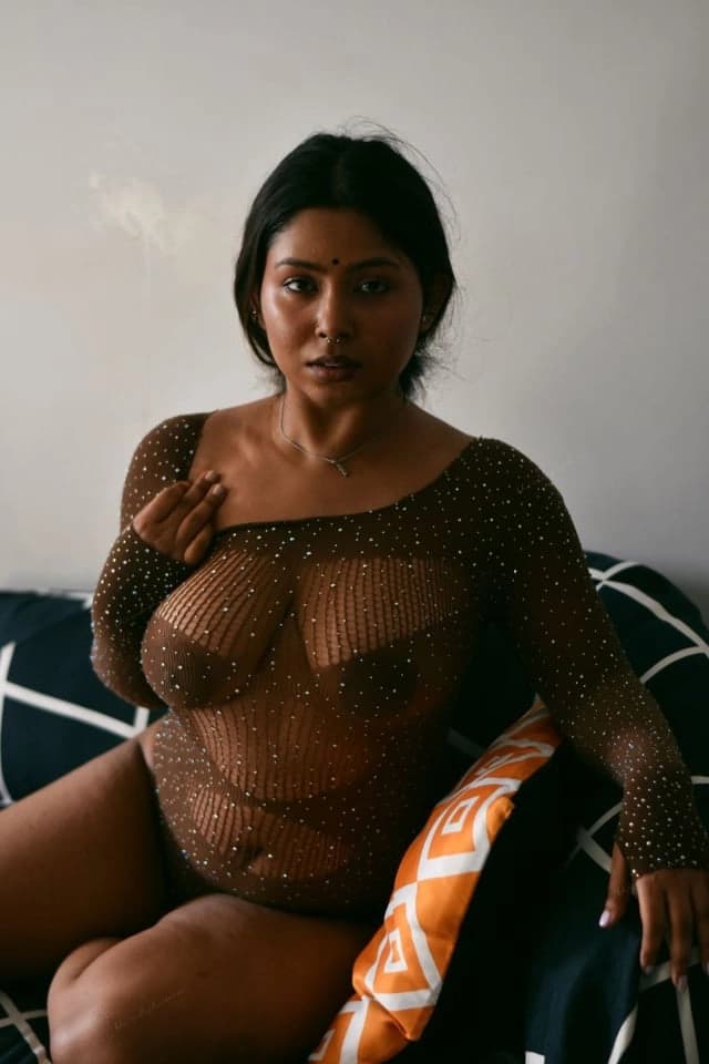 Image of Famous Bengali Model Instagram Influencer Chirasree Sarkar Fully Nude Big Boobs Show In Black Lingerie See Through Dress Photoshoot Collection