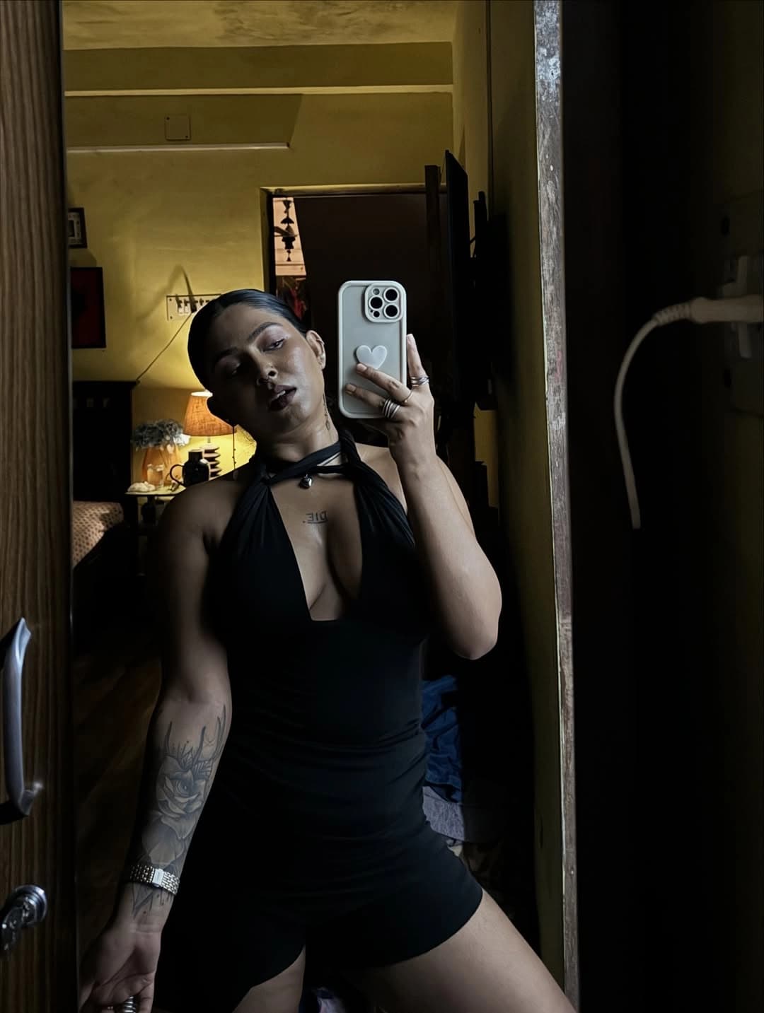 Image of Famous Bengali Model Instagram Influencer Chirasree Sarkar Fully Nude Big Boobs Show In Black Lingerie See Through Dress Photoshoot Collection