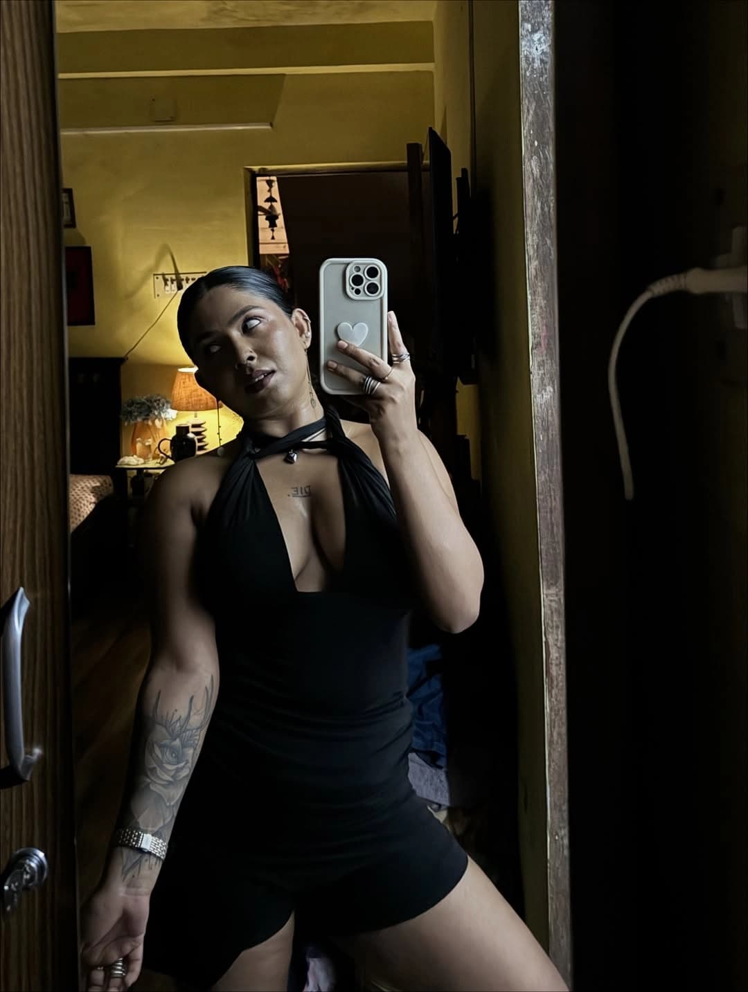 Image of Famous Bengali Model Instagram Influencer Chirasree Sarkar Fully Nude Big Boobs Show In Black Lingerie See Through Dress Photoshoot Collection