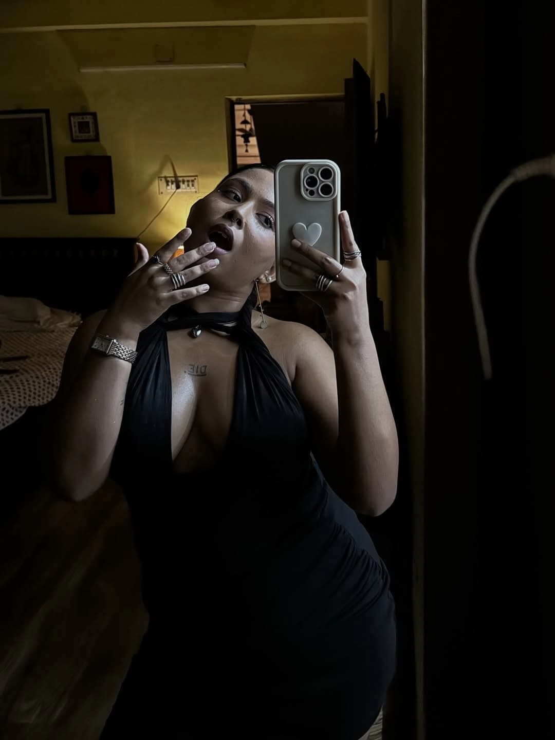 Image of Famous Bengali Model Instagram Influencer Chirasree Sarkar Fully Nude Big Boobs Show In Black Lingerie See Through Dress Photoshoot Collection