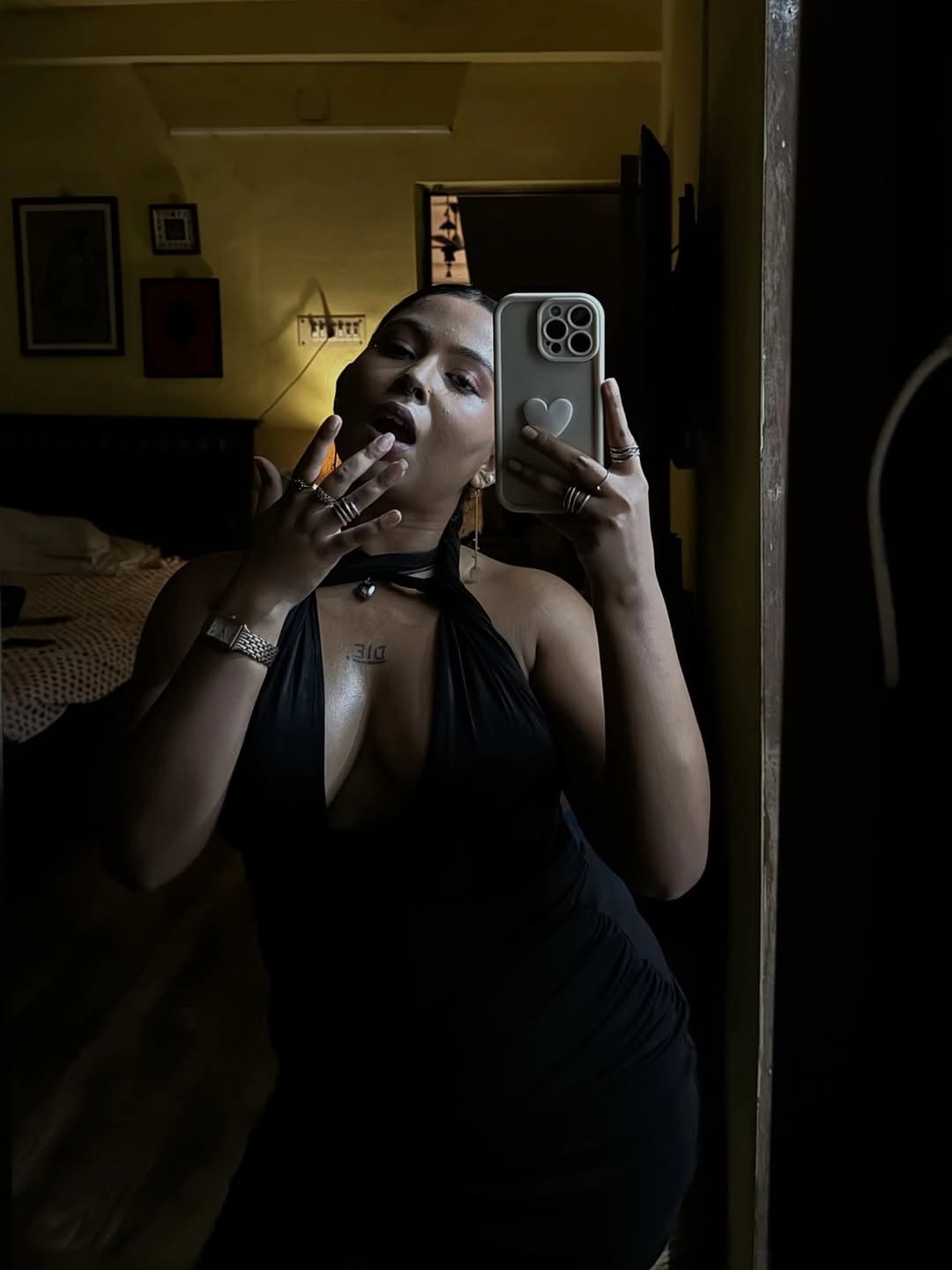 Image of Famous Bengali Model Instagram Influencer Chirasree Sarkar Fully Nude Big Boobs Show In Black Lingerie See Through Dress Photoshoot Collection