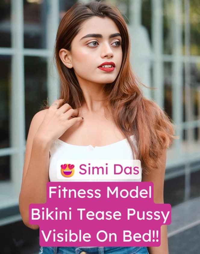 Image of Fitness Model Simi Das Hot Bikini Tease Pussy Visible on Bed