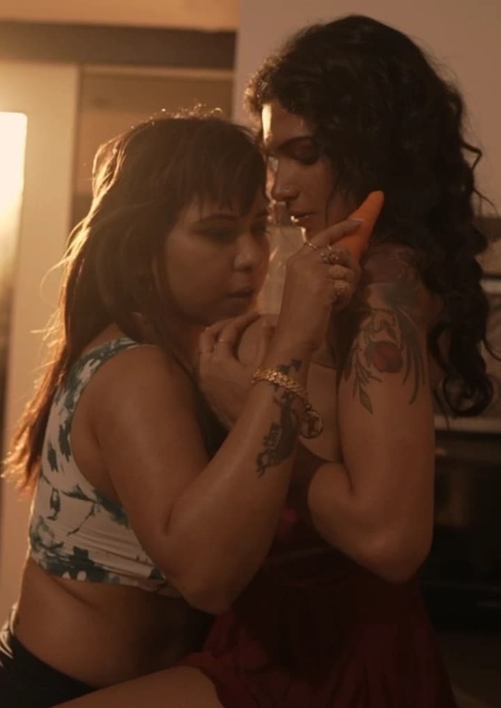 Image of Resmi Nair & Tina Nandi Nude Lesbian Carrot Fucking Video