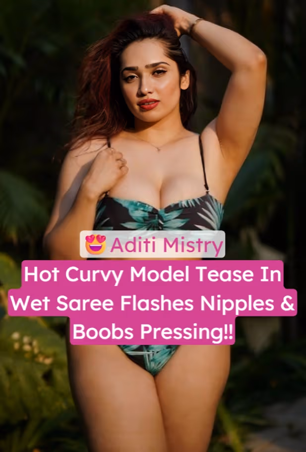 Image of Curvy Model Aditi Mistry Wet Saree Tease With Nipple Flash And Boobs Pressing In Shower